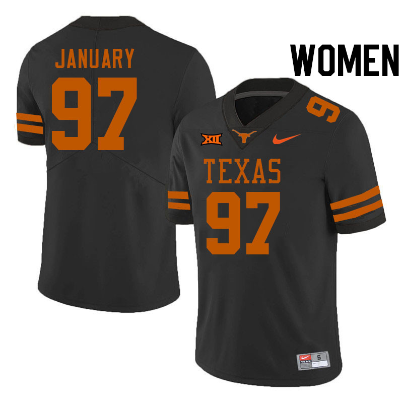 Women #97 Alex January Texas Longhorns College Football Jerseys Stitched-Black